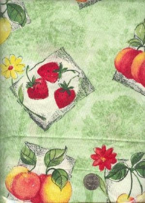Sewing Fabric Cotton Fruit on Pale Green 1.5 yds X 44  No. 145