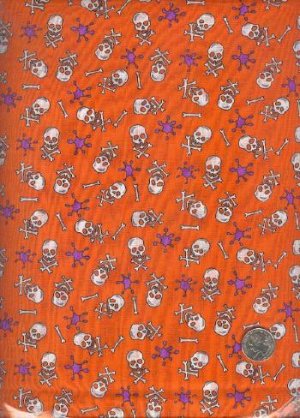 Sewing Fabric Cotton Halloween Skull Crossbones 6 yds  No. 151