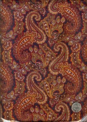 Sewing Fabric Cotton Brown Paisley l.25 yds X 44"  No. 157