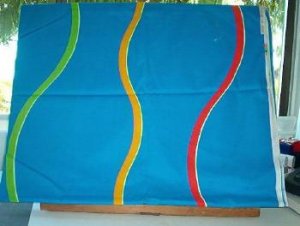 Sewing Fabric Cotton Bold Ribbons on Bright Blue 4 yds  No. 167