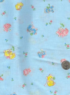 Sewing Fabric Cotton Little bears on blue 2.5 yds X 44"  No. 133