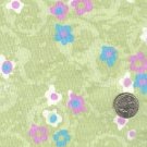 Sewing Fabric Cotton Mod flowers on green 1.5 yds X 44  No. 136
