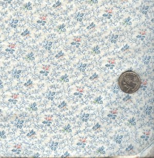 Sewing Fabric Cotton Small Print Flowers Cream 1.33 yds  No. 180