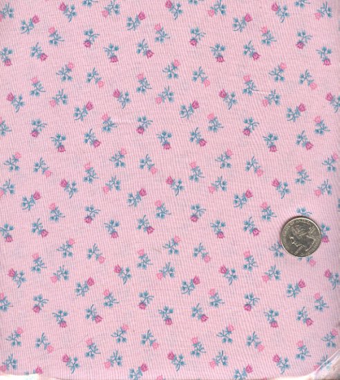 Sewing Fabric Cotton Small Print Roses on Pale pink No. 186