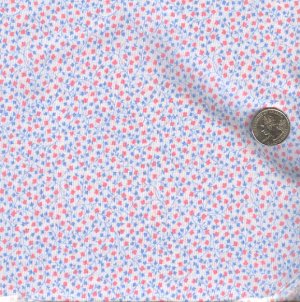 Sewing Fabric Cotton Small Print tiny flowers on white  No. 188