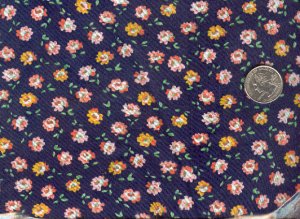Sewing Fabric Cotton Small Print Roses on Navy 1.5 yds  No. 190