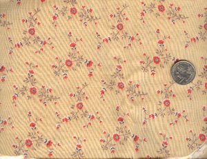 Sewing Fabric Cotton Small Print Flowers on beige  No. 192