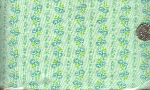 Sewing Fabric Cotton Small Print Roses on green 1.5 yds  No.193
