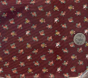 Sewing Fabric Cotton Small Print Flowers on dark brown  No. 199
