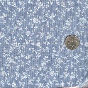 Sewing Fabric Cotton Small Print White roses on blue  No. 206