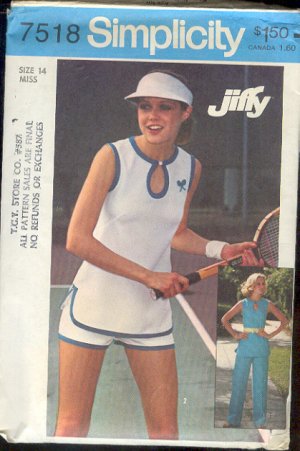 Sewing Pattern, Simplicity 7581 Tennis top and shorts and pants, Size 14