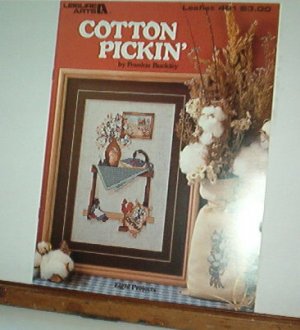 Cross Stitch Patterns COTTON PICKIN Vase on table and cute bag
