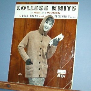 Vintage Knitting Pattern College Knits Bear Brand #40, 1958  24 designs for men and women