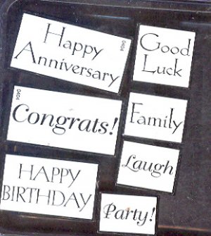 Rubber Stamp - Scrapbooking - Inkadinkado -  sponge mount - New - 7 ea 1"X1" - 2.25"X1.25"