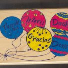 Rubber Stamp - Scrapbooking - Inkadinkado -  wood mount - New - Thank You Baloons - 3" X 4"