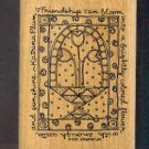 Rubber Stamp - Scrapbooking -  Wood Mount - New - Stampin Up Flower Quilt with phrase - 3 X 4 inches