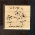 Rubber Stamp - Scrapbooking - Wood Mount  - New -  Stampin Up  - Bloom with 3 flowers 1.5" X 1.5"