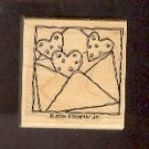 Rubber Stamp Scrapbooking - Wood Mount - New - Stampin Up - Hearts in envelope 1.5X1.5"