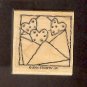 Rubber Stamp Scrapbooking - Wood Mount - New - Stampin Up - Hearts in envelope 1.5X1.5"