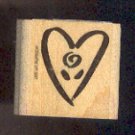 Rubber Stamp Scrapbooking - Wood Mount - New - Stampin Up - Heart 1.5 X 1.5"
