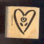 Rubber Stamp Scrapbooking - Wood Mount - New - Stampin Up - Heart 1.5 X 1.5"