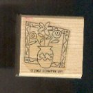 Rubber Stamp Scrapbooking - Wood Mounted - New - Stampin Up -Vase Flowers 1.5 X 1.5"