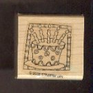 Rubber Stamp Scrapbooking - Wood Mounted - New - Stampin Up - Birthday Cake 1.5 X 1.5"