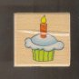 Rubber Stamp Scrapbooking - Wood Mount - New - Sarah Beise - Birthday Cupcake  2X2"