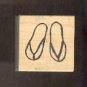 Rubber Stamp Scrapbooking - Wood Mount -  Savvy Stamps - Used - Flip Flops - 1X1"