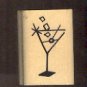 Rubber Stamp Scrapbooking - Wood Mount - Used - A Muse Stamps - Martini .75X1.25"