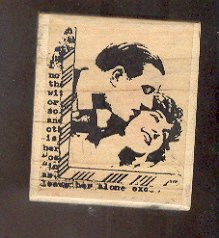 Rubber Stamp Scrapbooking - Wood Mount - Stampington Co - Used - Man & Woman 2.X2.5"