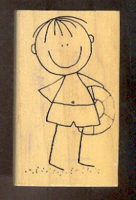 Rubber Stamp Scrapbooking - Wood Mount - Used - Scrappers - Beach Boy - 2X3.5"