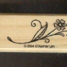 Rubber Stamp Scrapbooking - Wood Mount -  Stampin Up - Flower on stem 1X2"