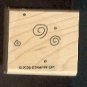 Rubber Stamp Scrapbooking - Wood Mount - New - Stampin Up - Spirals & Dots 1.5X1.5"