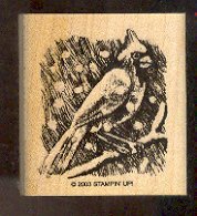 Rubber Stamp Scrapbooking - Wood Mount - New - Stampin Up - Cardinal in Snow 2.25X2.25"