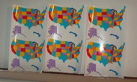 Scrapbooking - Stickers - Six US maps - New 6X 4" sheets -
