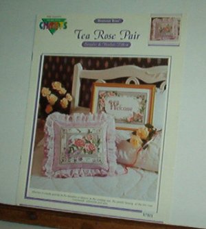 Cross Stitch Pattern,TEA ROSE PAIR  Sampler and pillow