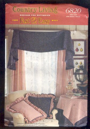 Sewing Pattern Butterick 6820 Window treatment pillows tablecloth