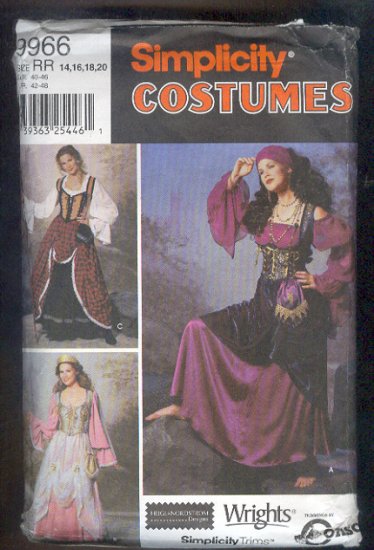 Sewing Pattern Simplicity 9966 Gypsy princess size 14-22 Nice