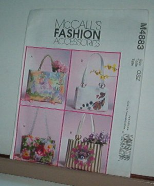 McCall's Sewing Pattern M4883  Four Decorated Totes 3 sizes, Neat