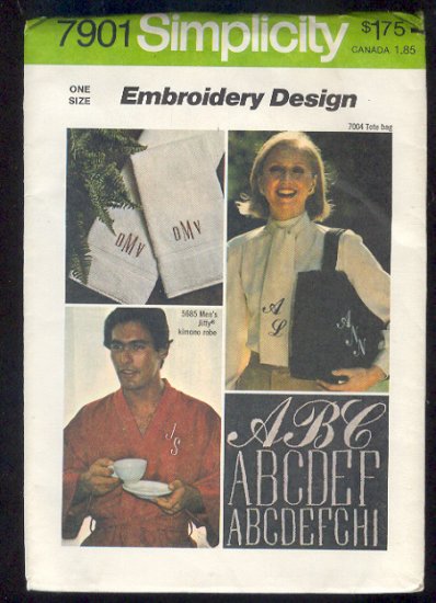 Embroidery Pattern Simpicity 7901 Monograms for embroidery New