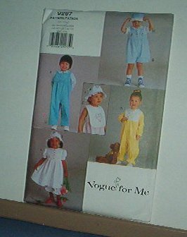 Sewing Pattern Vogue 9297 Overalls, bib, hat, dress jump suit Size 1-4