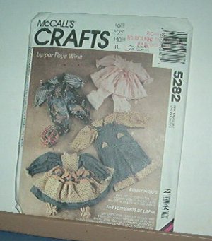 Sewing Pattern McCall's 5282 Faye Wine Bunny Rabbit Wardrobe 25" 20" 14"