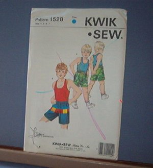 Kwik Sew Sewing Pattern 1528 Boy's Tank Top and Shorts Sizes 4 - 7