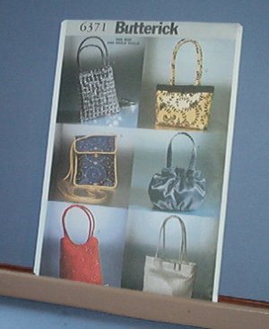 Sewing Pattern Butterick 6371 Six Fancy Purses, lined evening bags.  As pictured
