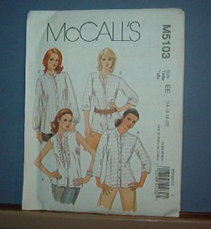 Sewing Pattern: M5103 McCall's Blouse, 4 styles, Size 14 -20