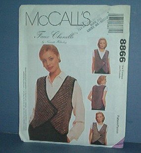 McCall's Sewing Pattern 9242 One button Vest, Faux Chanille Size 8 - 22