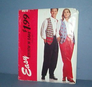 McCall's Sewing Pattern 9079 McCall's Pattern vest & pants Men's and women's, Xtra Small Thru Med