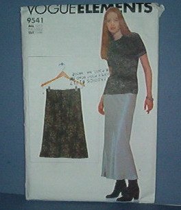 Sewing Pattern:  Vogue Elements 9541 Skirt, long and short.  Sized 6 - 22