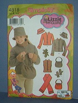 Simplicity Sewing  Pattern 4818 Jacket, hat, gloves, scarf, purse, Lizzie McGuire, Sizes 7-16